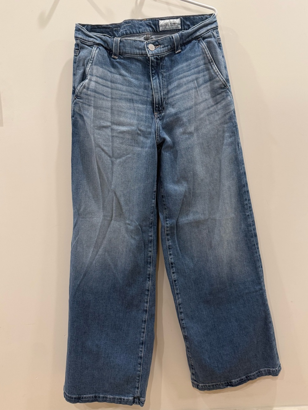 Ag Adriano Goldschmied Light-Mid Blue Wide Leg Jeans